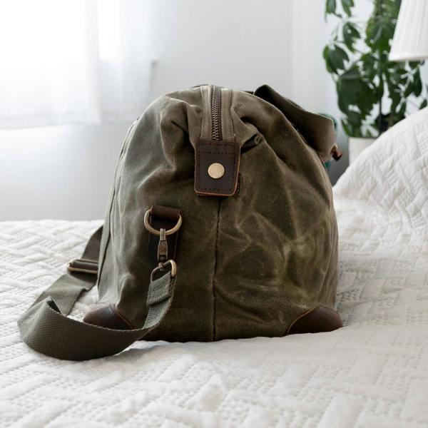 Abode Home & Gifts Monogrammed Luxury Waxed Canvas Holdall | Khaki