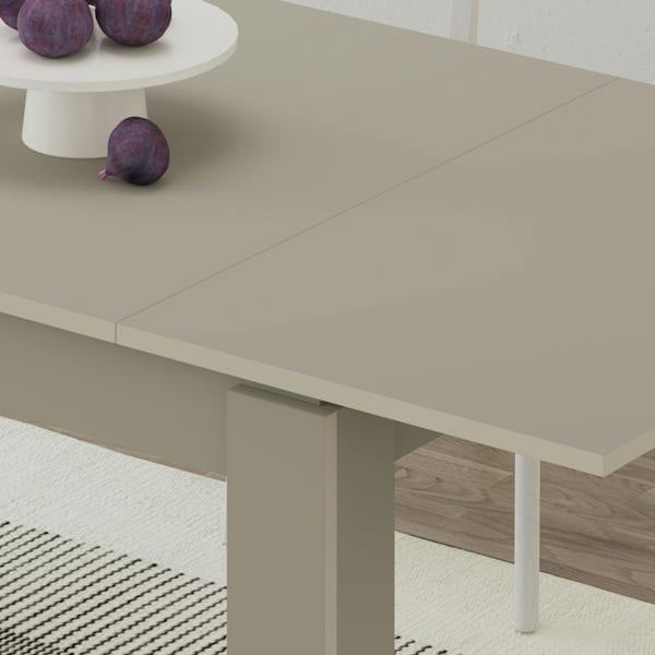 Decortie Tolmen Dining Table Rectangular Extendable Table Up to 6 Seater Modern Kitchen Table 140Wcm Living Room Sandstone