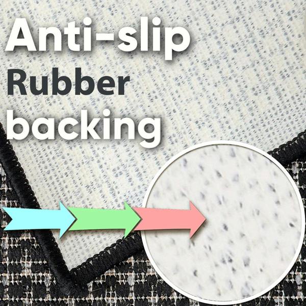 Viva Rugs Non-Slip Black Kitchen Rug Plain Solid Design Flat Weave Sisal Look Mat and Runner