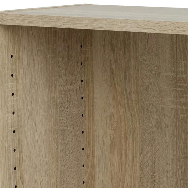 Furniture To Go Basic Low Wide Display Cabinet in Oak (2 Shelves) with 2 Glass Doors in White