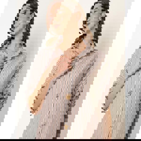 Blue Vanilla Gold Shell Button Front Stripe Shirt