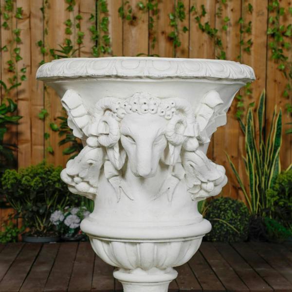 Large White Stone Cast Swag Vase 