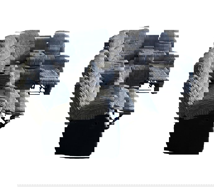 Roma Jumbo Cord with Leather 4-5 Seater Corner Recliner Sofa in Grey with Black