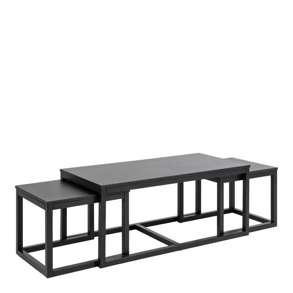 Furniture To Go Cornus Square Coffee Table Set in Matt Black Set of 3