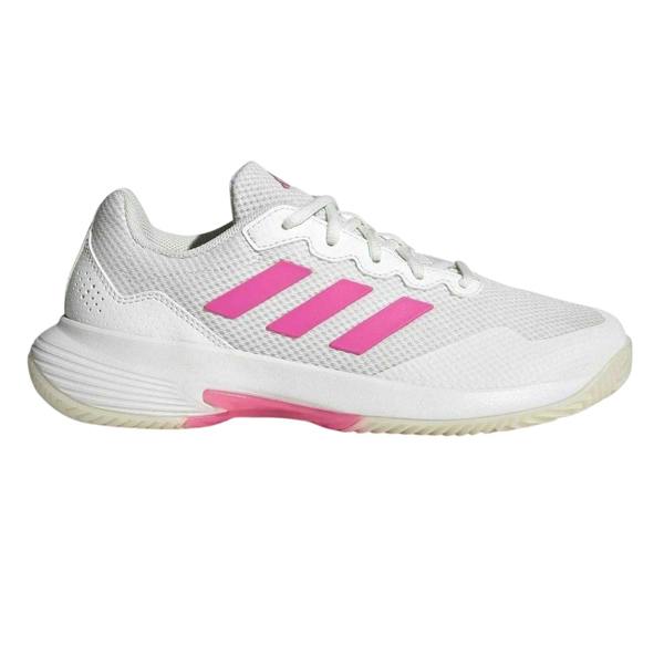 Adidas Womens/Ladies GameCourt 2.0 3 Stripes Tennis Shoes - White/Pink/Black - 