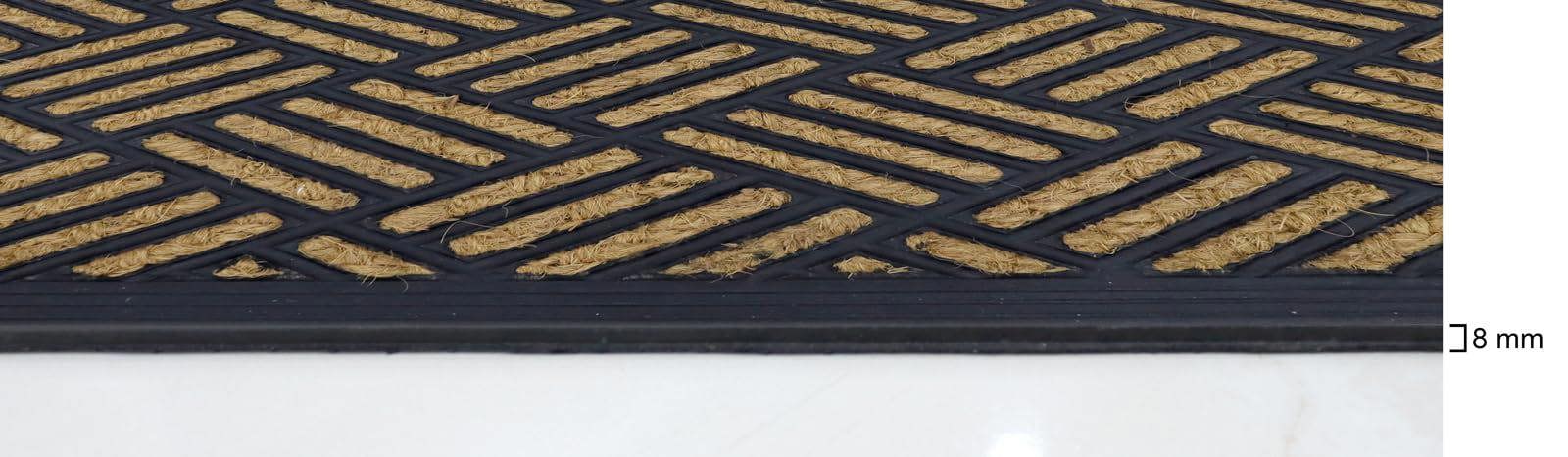 A.Unique Home 8mm Coir Doormat Non-Slip PVC Back - Grids 40x80cm