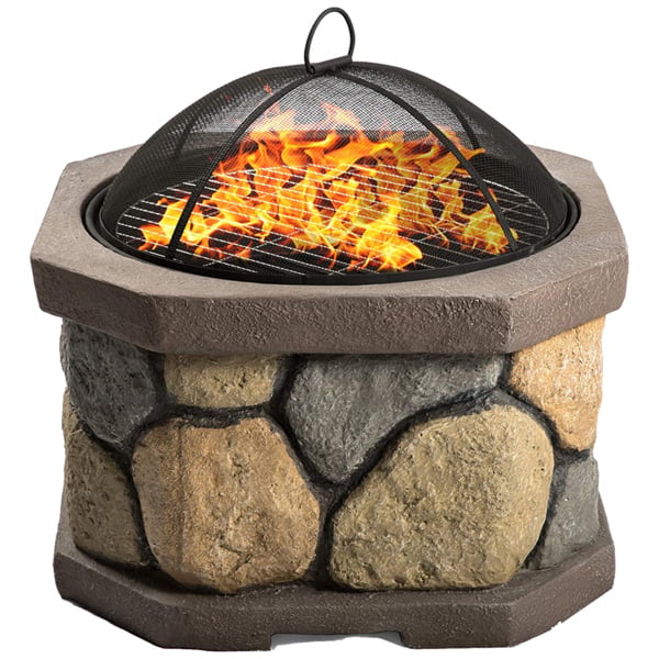 Homeology BOGOTA Bold Garden and Patio Heater Fire Pit Brazier and Barbecue with Eco-Stone Finish