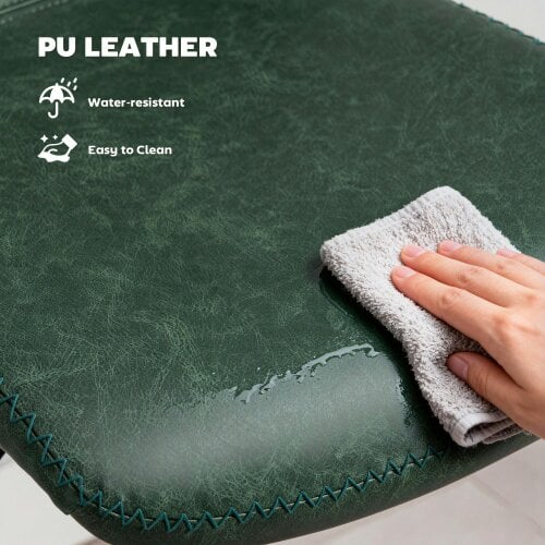 Wyld Haus Kekero Set Of 2 Green Faux Leather Counter Bar Chairs With Back And Footrest