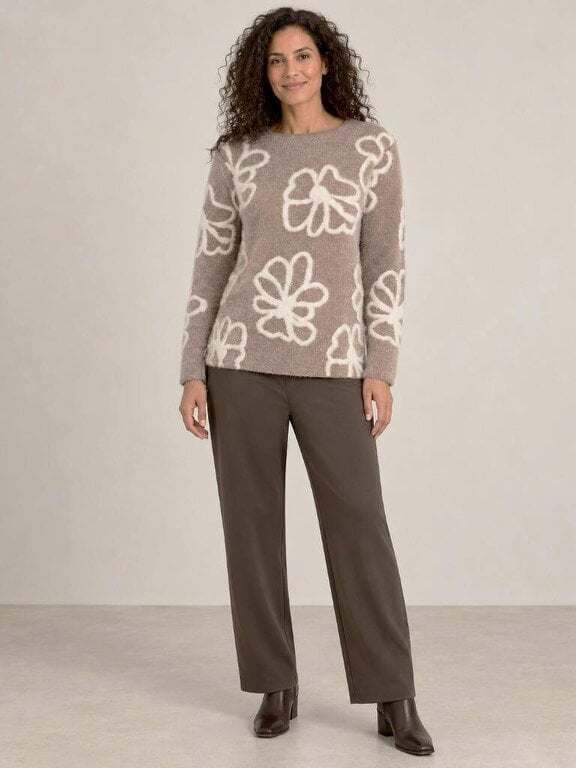 VIZ-A-VIZ Floral Jacquard Crew Neck Jumper