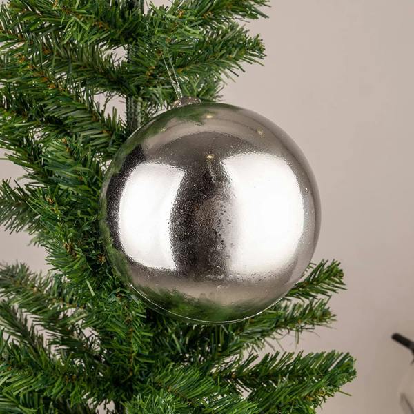 Shatchi 15cm Christmas Baubles Shatterproof Silver Tree Decorations, Pack of 3 with Mixed Finish