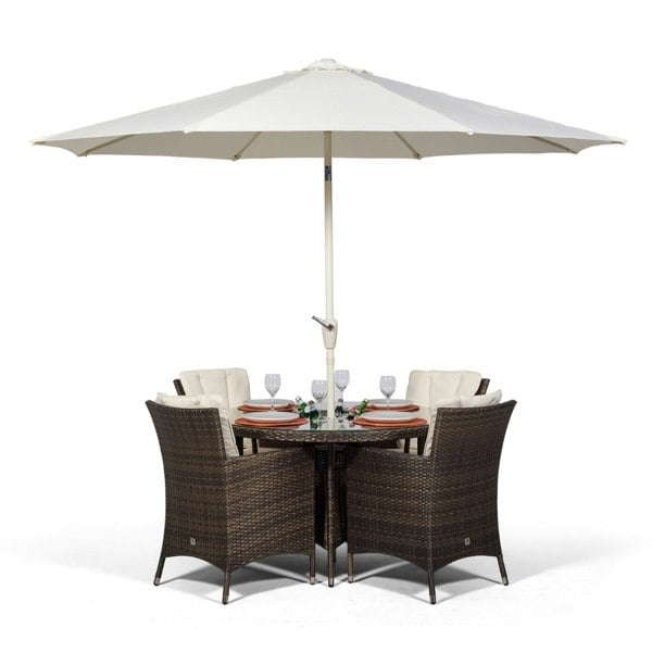 Giardino Savannah Round 4 Seater Patio Dining Set with Ice Bucket Drinks Cooler