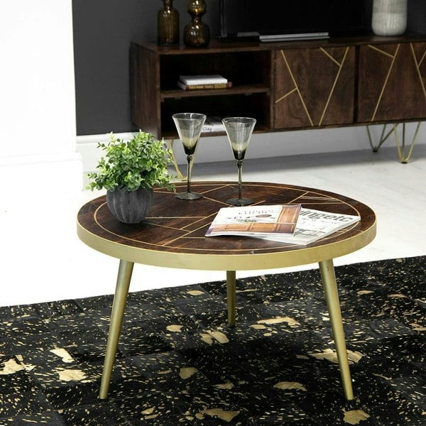 IH Design Jusleen Solid Mango Wood Round Coffee Table