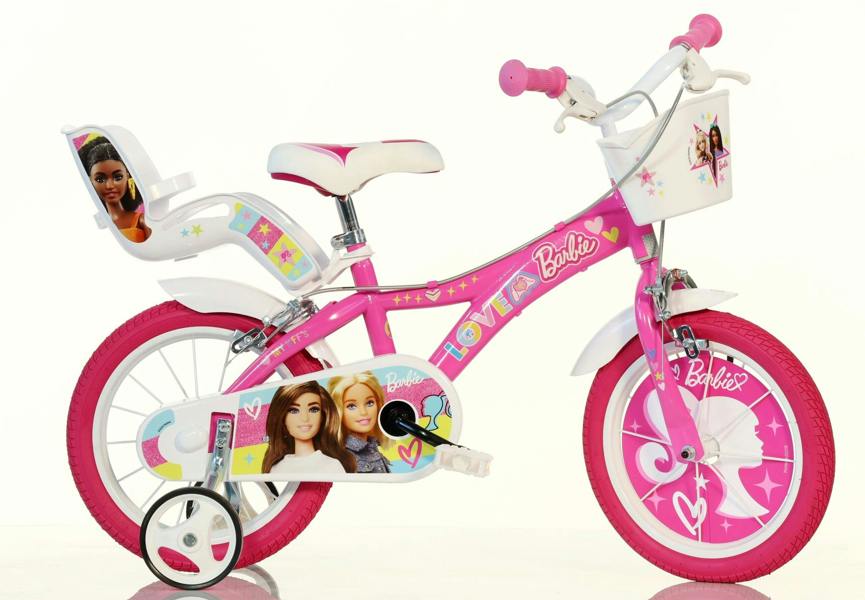 Dino Bikes Dino Barbie Rosa Kids Bike with Stabilisers - 14" Wheels