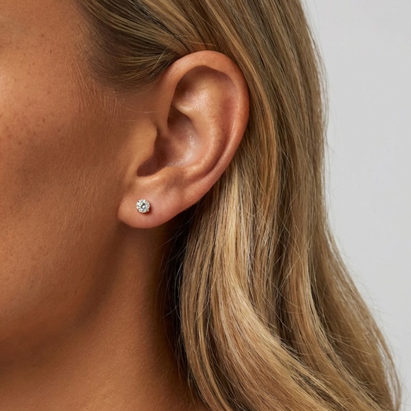 MUCHV 3, 4 or 5mm Solitaire Round Stone Earrings - Screw Back