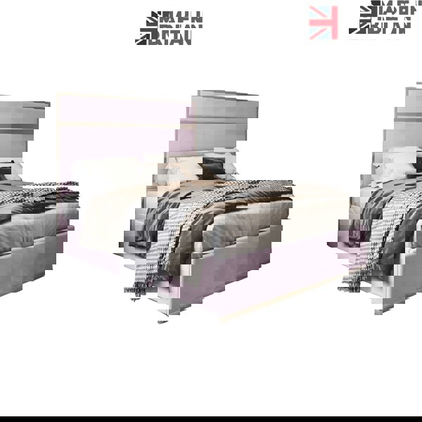 Casa Magna Bentley Upholstered Soft Velvet Metal Bed Frame - Pink