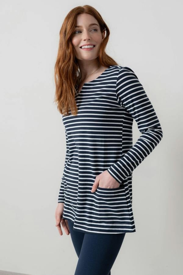 Lily & Me Maple Striped Jersey Tunic Navy