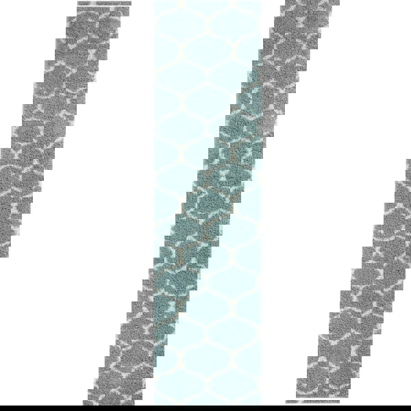 Trellis Design Thick Shaggy Area Rugs Duck Egg Blue