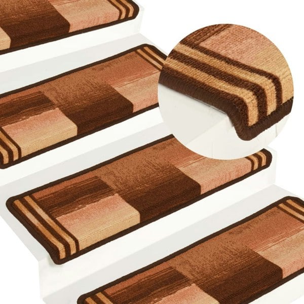 Berkfield Stair Mats Self-adhesive 10 pcs 65x21x4 cm Brown
