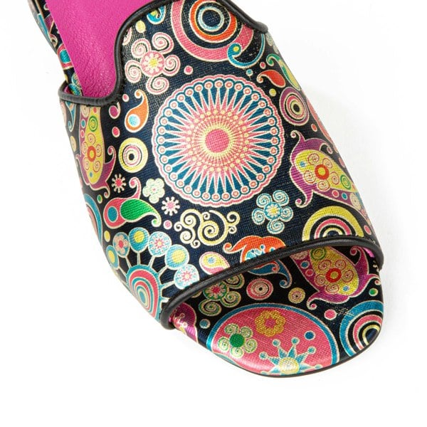Embassy London South Beach - Navy Pink - Women's fully leather lined slip on sandal