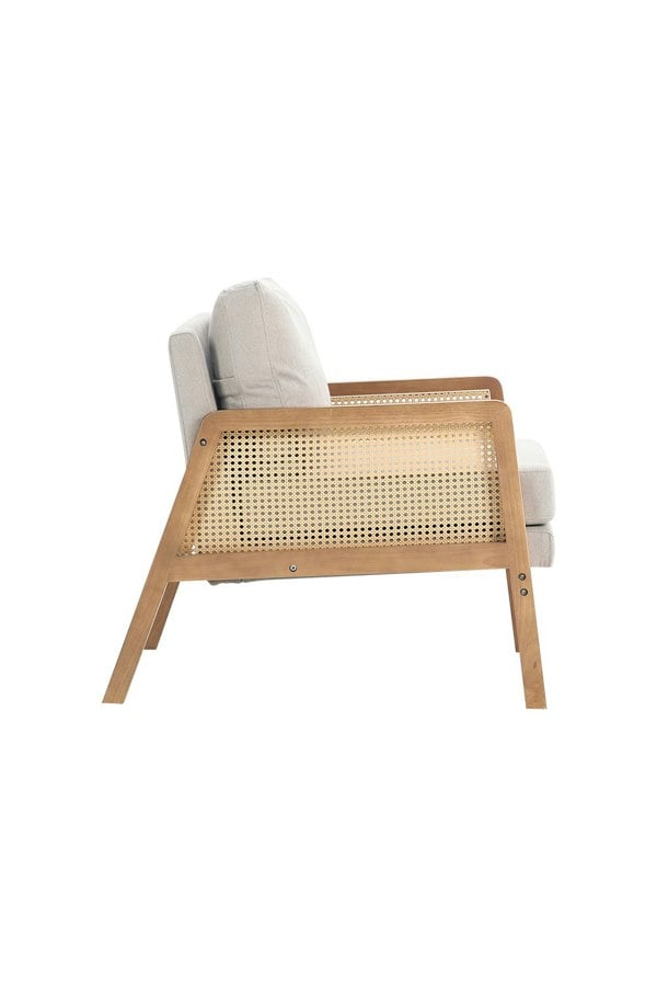Living and Home Beige Cushioned Wood Armchair