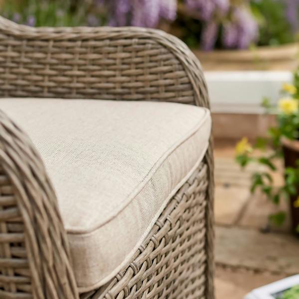 Dellonda Chester Rattan Wicker Garden Dining Chairs with Cushion, Brown - DG64