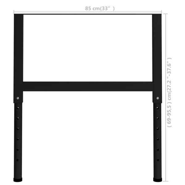 Berkfield Adjustable Work Bench Frames 2 pcs Metal 85x(69-95.5) cm Black