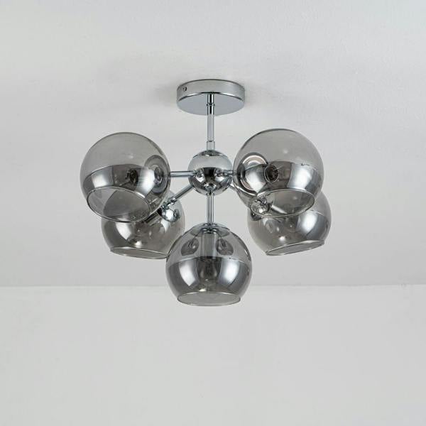 Pagazzi Lighting Nia Chrome Smoke 5-Light Semi-Flush Ceiling Light