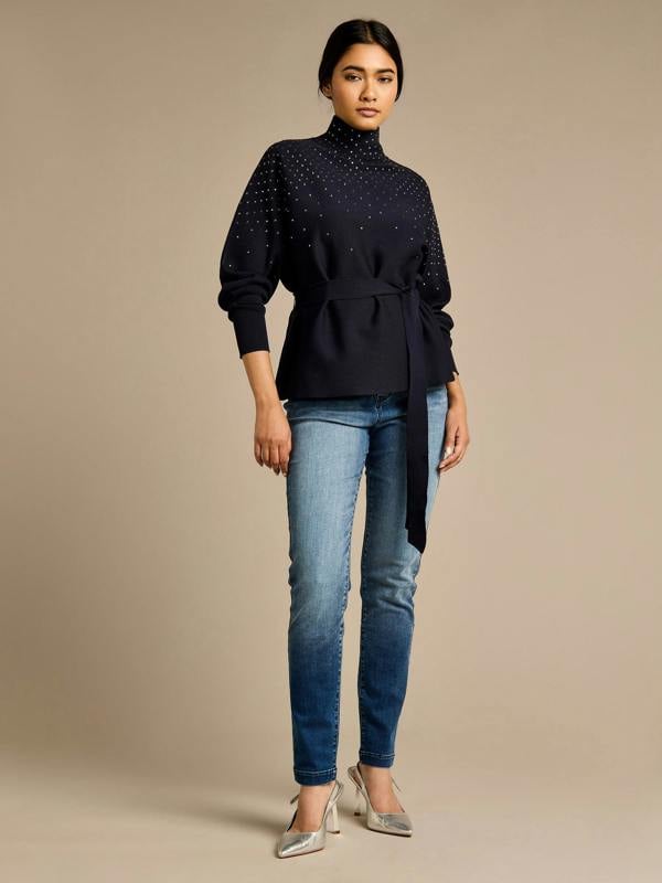 GWD Sparkle Iris Knitted Navy Top