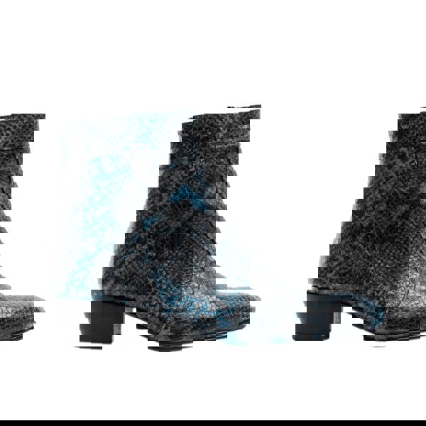 Club Cubano EMMANUEL Mens Snakeprint Leather Cuban Heel Boots Azul