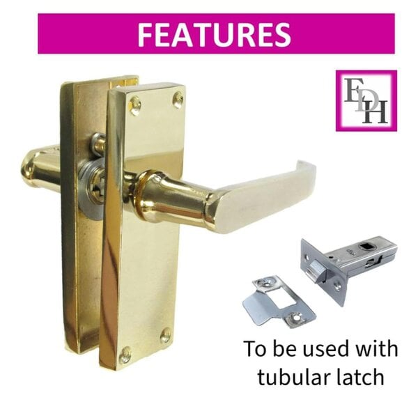 EDH Door Hardware Victorian Straight Brass Interior Door Handles