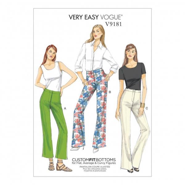 Vogue Sewing Pattern 9181, Trousers for Women, A5 (6-8-10-12-14) - Easy