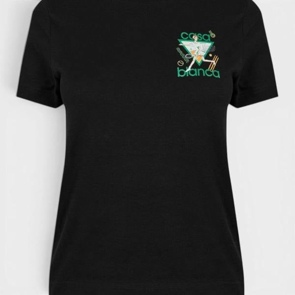Casablanca Tennis Printed Fitted T-Shirt Black