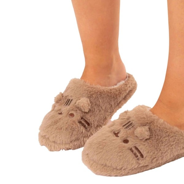 Pusheen Womens/Ladies Faux Fur Slippers - Brown/White