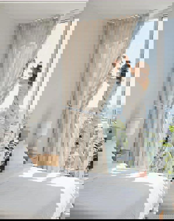 Anyhouz Anydrape Curtain Beige 150cmx250cm Romantic French Linen Jacquard Lace Blackout Curtain