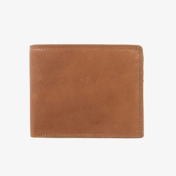 Front view of Tan  leather wallet on a white background