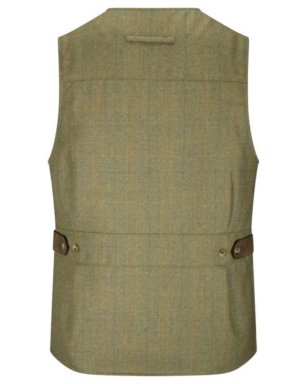 Hoggs of Fife Kinloch Technical Tweed Field Waistcoat rear view with waist adjusters