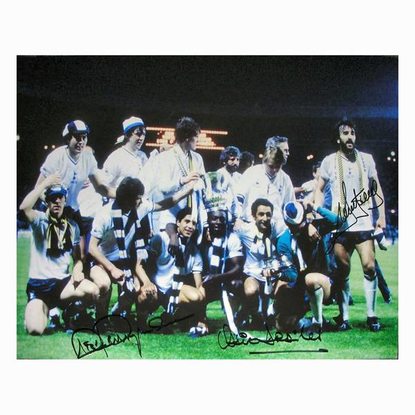 1981 FA Cup Final photo signed by Ardiles, Villa & Perryman. — Premium framing