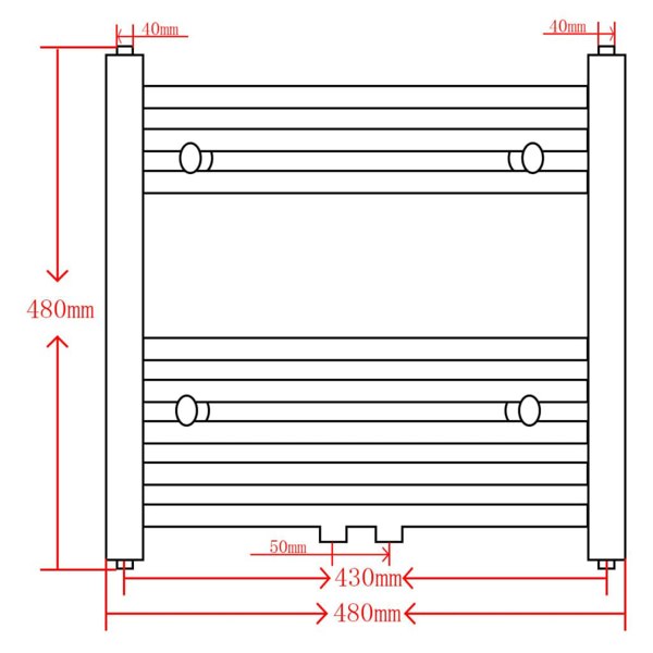 Berkfield Black Bathroom Central Heating Towel Rail Radiator Curve 480x480mm