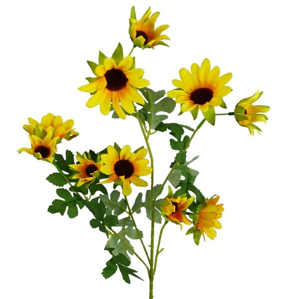 Leaf Pack of 6 x 70cm Artificial Yellow Daisy Flower Spray