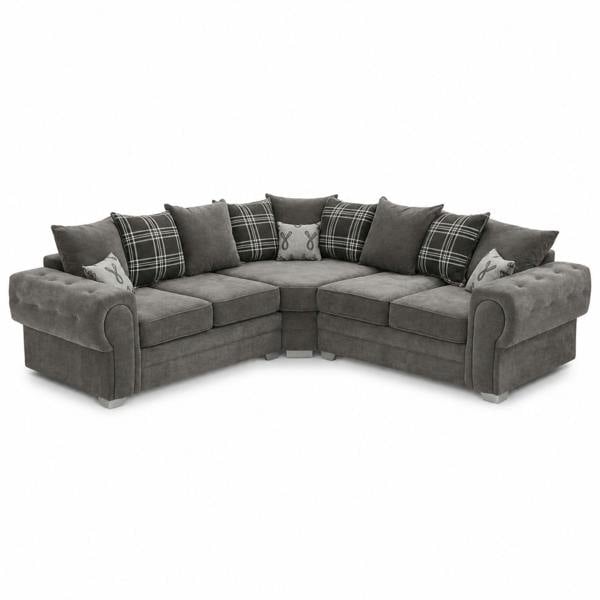 Snug Furniture VERONA  GREY SCATTERBACK LARGE CORNER SOFA / WITH FREE FOOTSTOOL