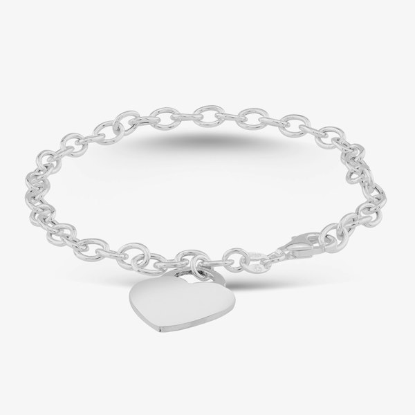 T. H. Baker Sterling Silver 19cm Heart Charm Bracelet 8.24.6602