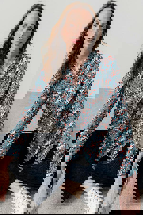 Patsy Geo Print Shirt Sea Mist | Lily and Me Clothing