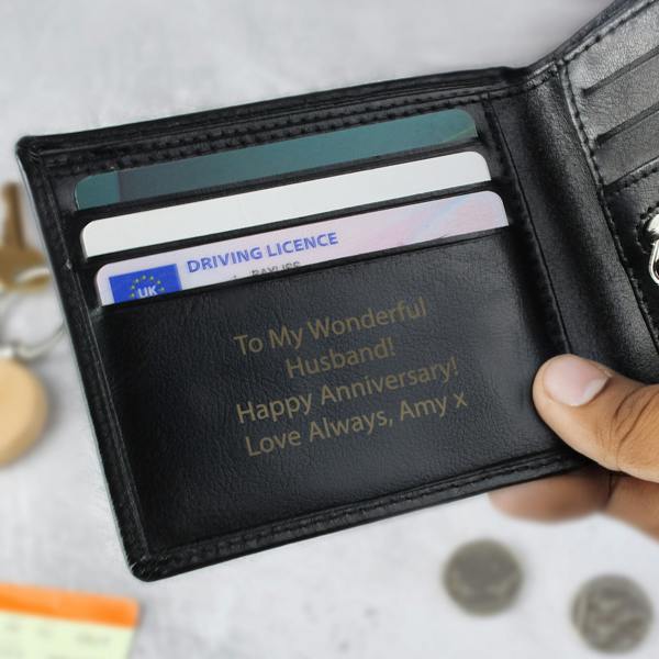 Abode Home & Gifts Personalised Black Leather Wallet