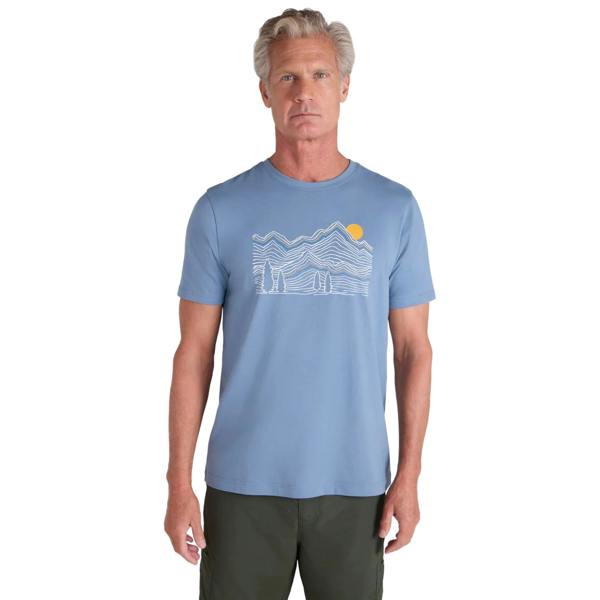 Mountain Warehouse Mens Linear Organic T-Shirt - Blue - 