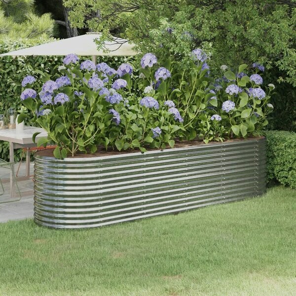 Berkfield Garden Raised Bed Powder-coated Steel 296x80x68 cm Silver