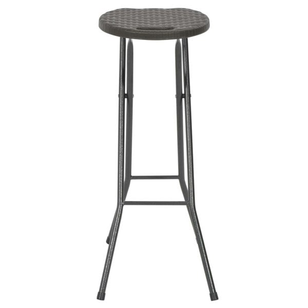 Berkfield Folding Bar Stools 2 pcs HDPE and Steel Brown Rattan Look