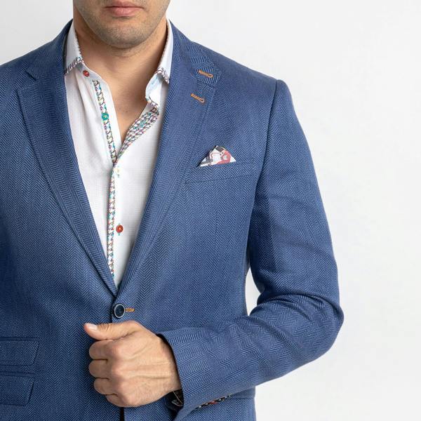 HERRINGBONE LIGHTWEIGHT LINEN SUMMER JACKET – Premium Men's Patterned Shirt by Claudio Lugli | Bold Design, Tailored Fit, Best Printed Shirts