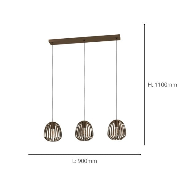 EGLO Espinal Bronze Steel Caged Style Contemporary 3-Light Pendant