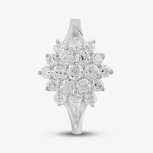 T. H. Baker Sterling Silver & Cubic Zirconia Flower Cluster Ring DPR3598SIL