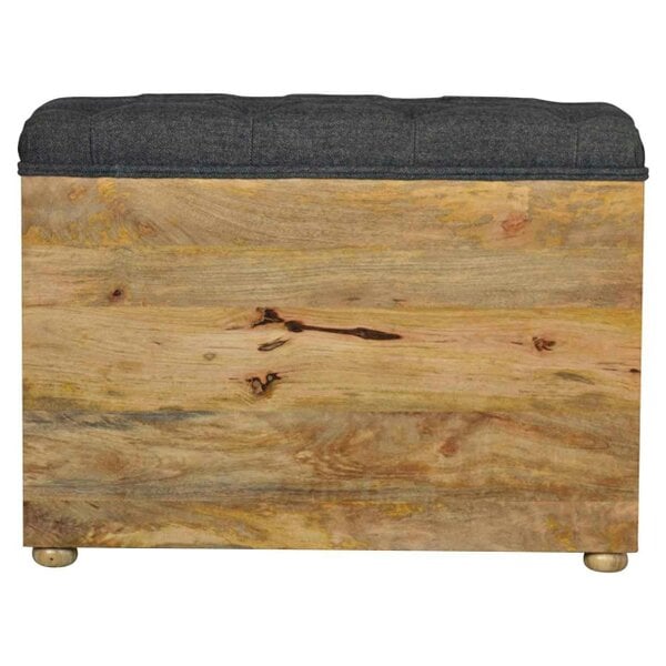 Wyld Haus Palermo Black Tweed Drawer and Storage Shelf Shoe Bench